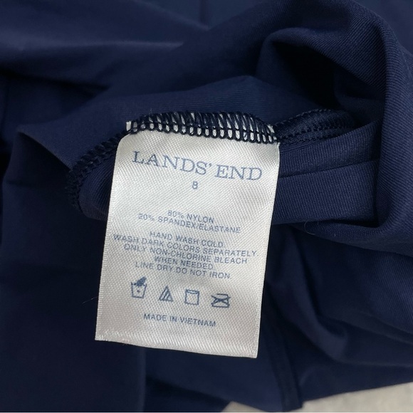 Lands End Tankini Set Navy Blue Sz 8 Cinch Ruched Vacation Beach Cruise Swim - Picture 8 of 15